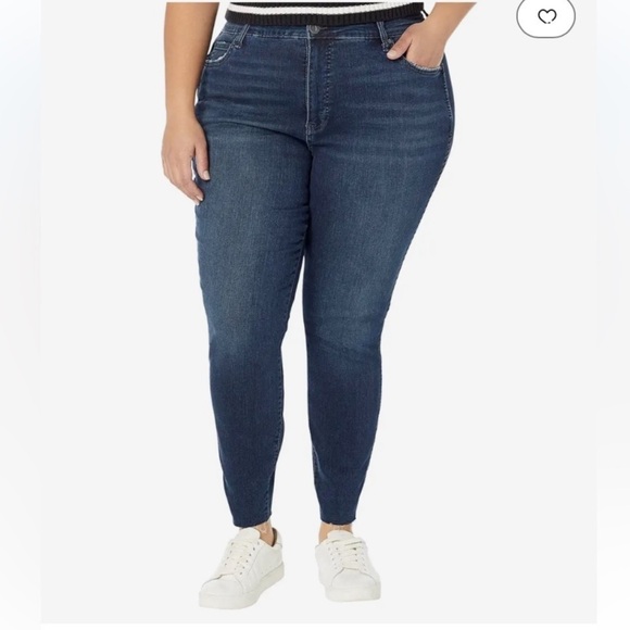 KUT from the Kloth Donna High Rise Fab Ab Ankle Skinny Jeans Size 18 Raw Hem - Picture 1 of 12